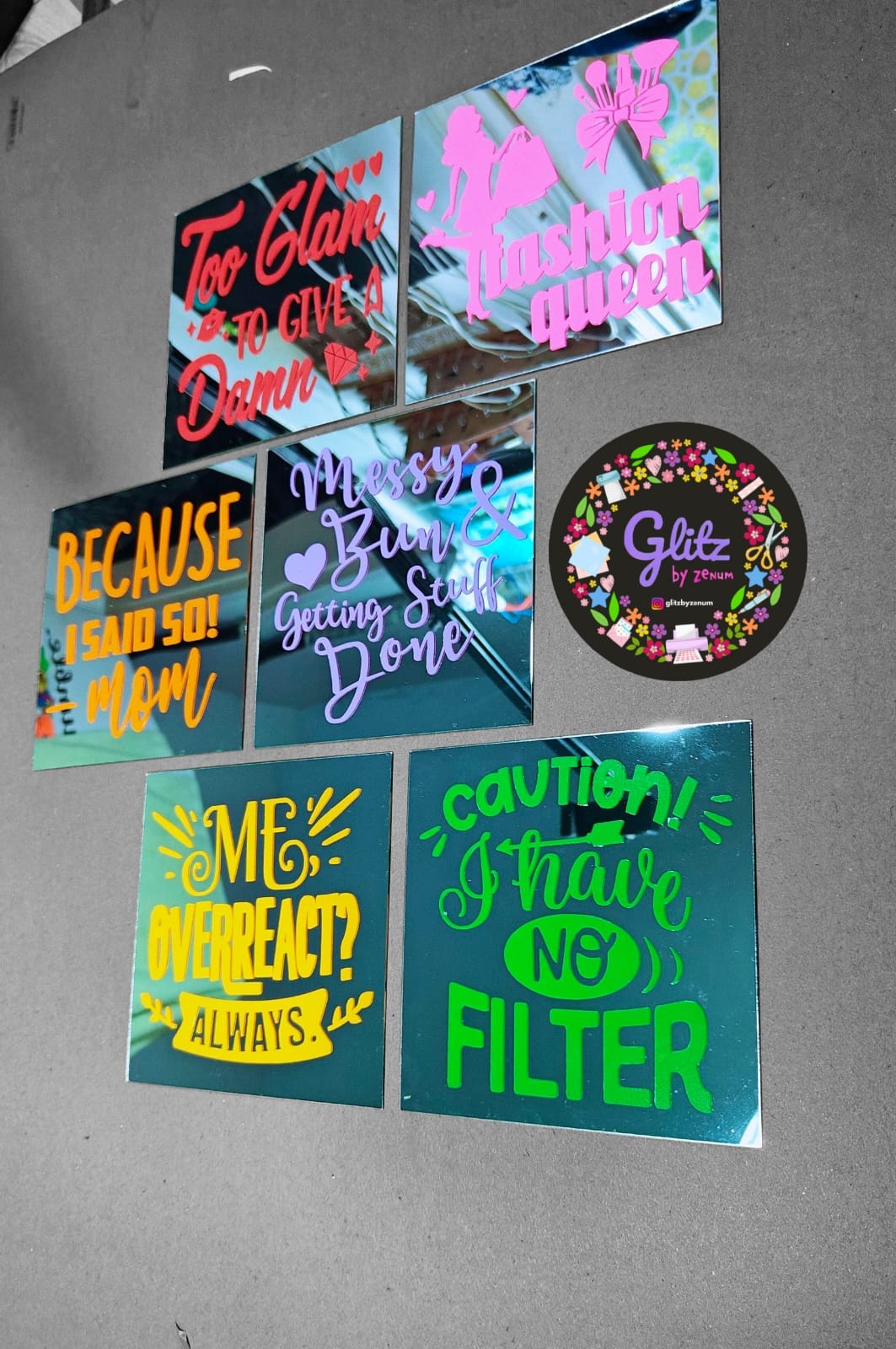 Self Adhesive Mirror Tiles (Set of 6 tiles)  size 5*5 inches each