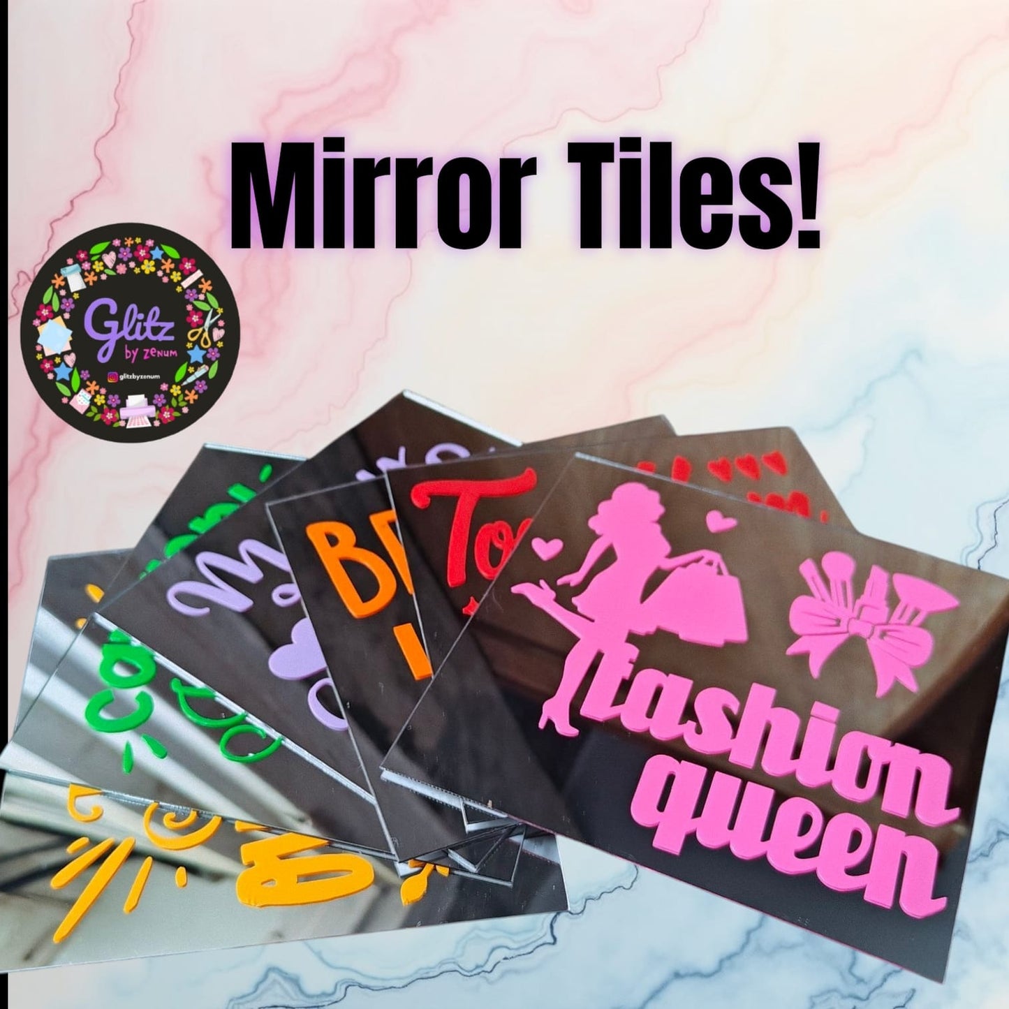Self Adhesive Mirror Tiles (Set of 6 tiles)  size 5*5 inches each